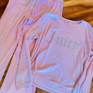 Juicy Couture Pink Velour Rhinestone Logo Lounge Set NWT Medium